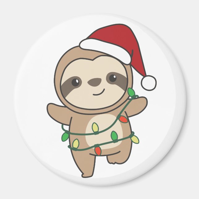 Imán Navidades Slots Winter Animals Sloths Magnet (Frente)