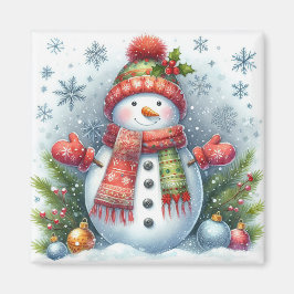 Imán Navidades Snowman en un frío y una nieve