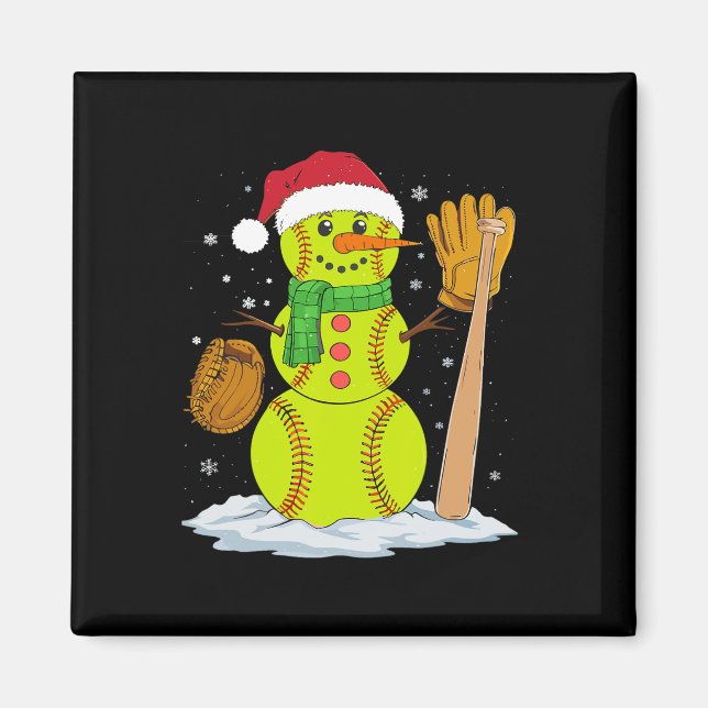 Imán Navidades Snowman Softball Pitcher Niños Adolescen (Frente)