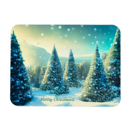 Imán Navidades Snowy Pine Tree Forest Winter Wonderland
