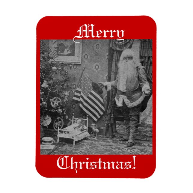 Imán Navidades Stereoview Santa & Bandera Americana (Vertical)