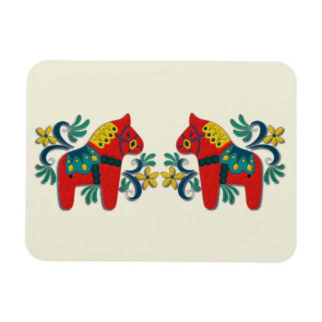 Imán Navidades suecos Dala Horse Scandinavian Twins (Horizontal)