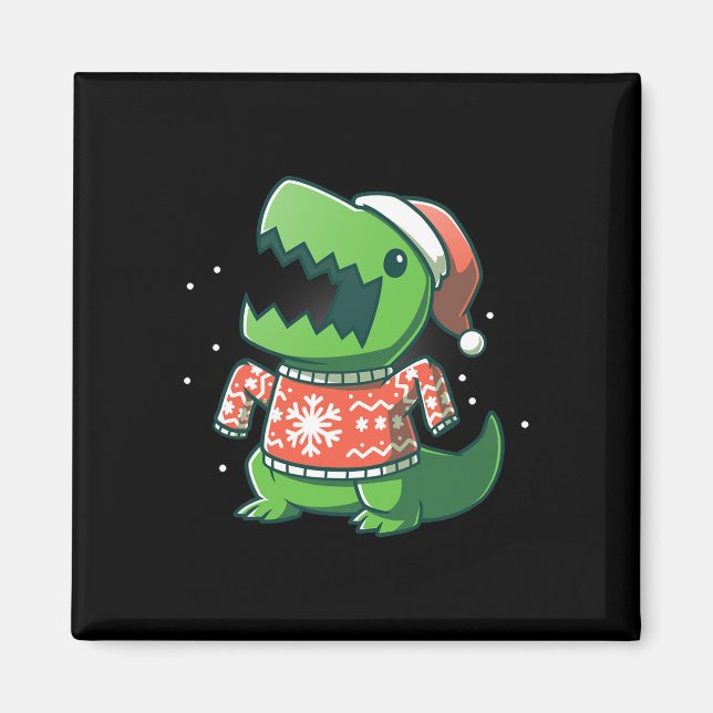 Imán Navidades T-Rex divertidos Dinosaurio Ugly Saurus (Frente)