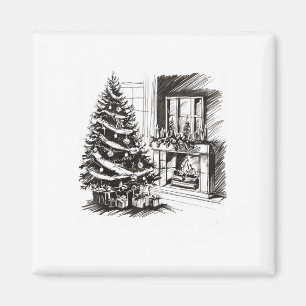 Imán Navidades Tees Xmas Sketch Pic Tree presenta regal
