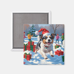 Imán Navidades Terrier Australianos celebran escena de