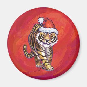 Imán Navidades tigres en rojo
