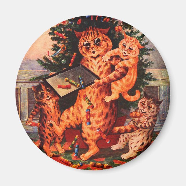 Imán Navidades Time Catland Louis Wain Round Magnet (Frente)
