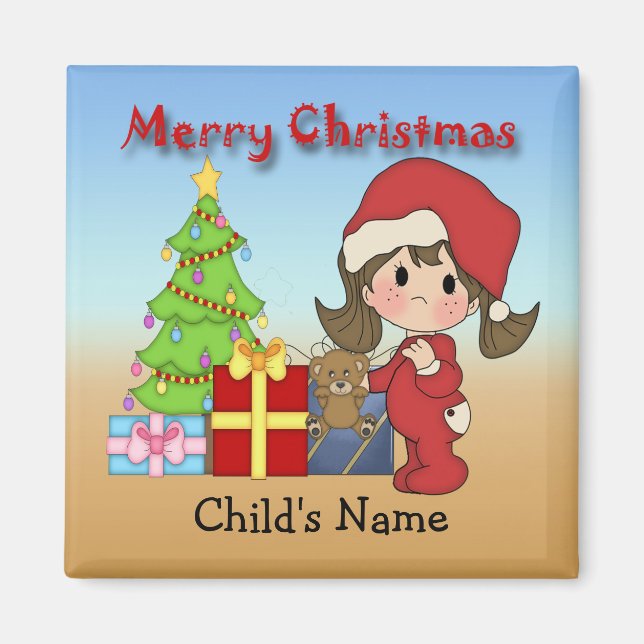Imán Navidades Toddler Chica Round Magnet (Frente)