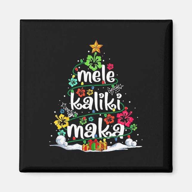 Imán Navidades tropicales de Mele Kalikimaka Santa Hawa (Frente)