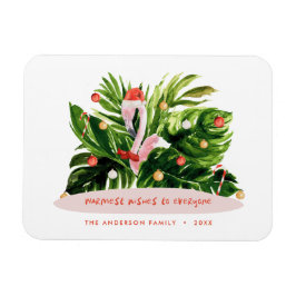 Imán Navidades tropicales Flamingo botánico de palma mo