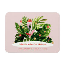 Navidades tropicales Flamingo botánico de palma mo