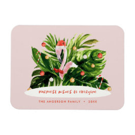 Imán Navidades tropicales Flamingo botánico de palma mo
