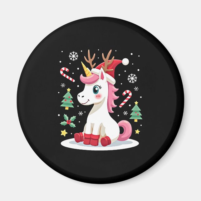 Imán Navidades Unicornio cutan mágicas navidades Chicas (Frente)