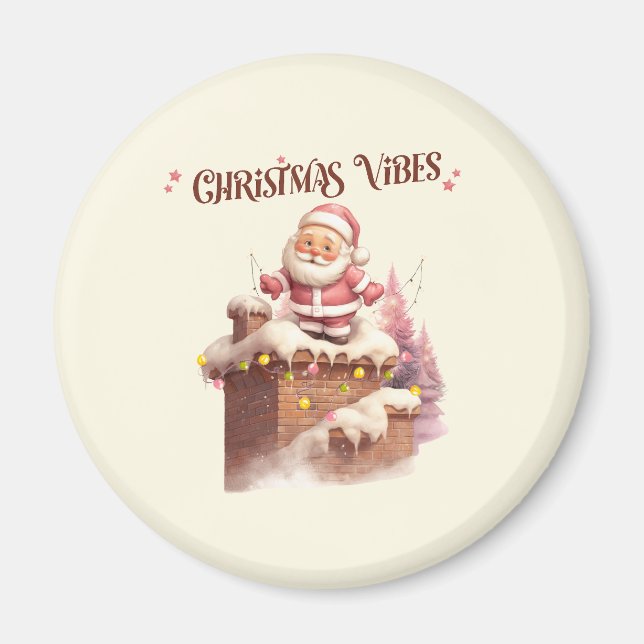 Imán Navidades Vibes Pink Santa (Frente)