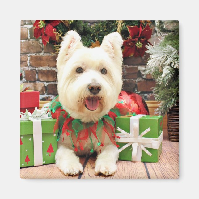 Imán Navidades - Westie - Lucky (Frente)