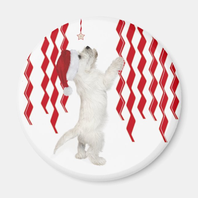 Imán Navidades Westie Zigzags Magnet (Frente)