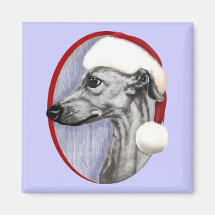 Imán Navidades Whippet Black Santa