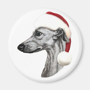 Imán Navidades Whippet Black Santa