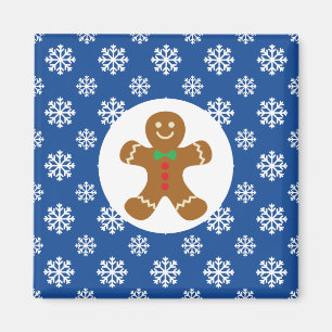 Imán Navidades / Winter Gingerbread Man Snowflakes Blue
