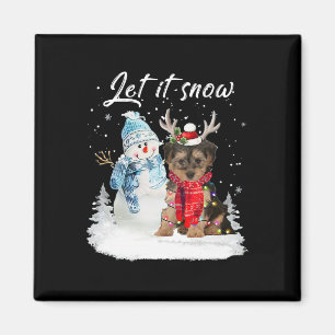 Imán Navidades Yorkipoo Santa Dog Snowman Xmas Pajama 1