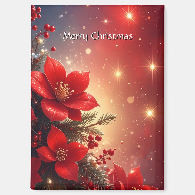 Imán Navideño Floral Rojo (Anverso)