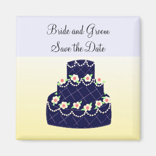 Imán Navy Blue Cake Save the Date