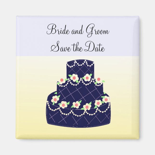 Imán Navy Blue Cake Save the Date (Frente)