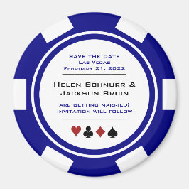 Imán Navy Blue Casino Poker Chip Wedding Salve La Fecha