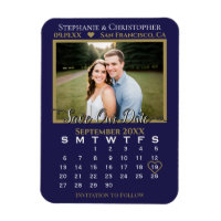 Navy & Gold Photo Calendar Save Our Date Wedding