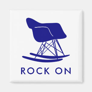 Imán Navy Mid Century Modern Rocker Chair Square Magnet