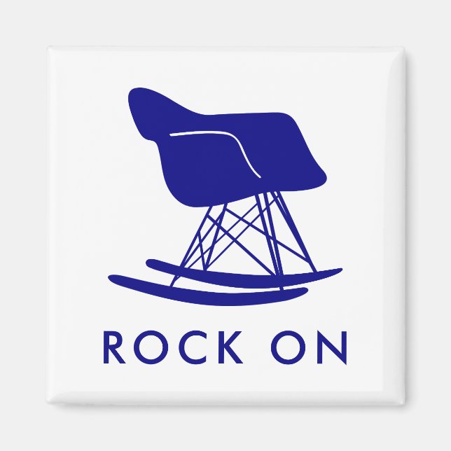 Imán Navy Mid Century Modern Rocker Chair Square Magnet (Frente)