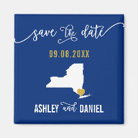 Navy New York Wedding Save the Date Map