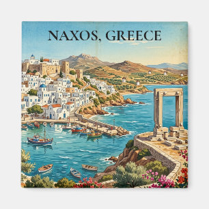 Imán Naxos Grecia Ilustración de viaje retro vintage