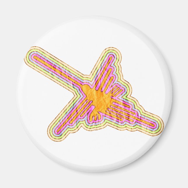 Imán Nazca Lines Hummingbird Con Efecto De Papel Arruga (Frente)