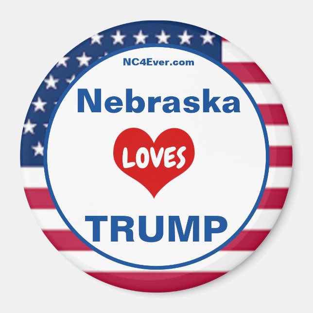 Imán Nebraska AMA TRUMP Nevera patriótica (Frente)