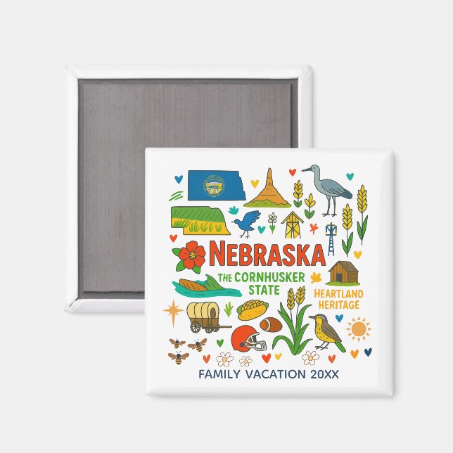 Imán Nebraska Family Trip Keepsake Custom (Anverso/Reverso)
