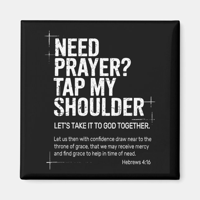 Imán Necesito Oración Toca Mi Hombro Versículo Bíblico  (Frente)