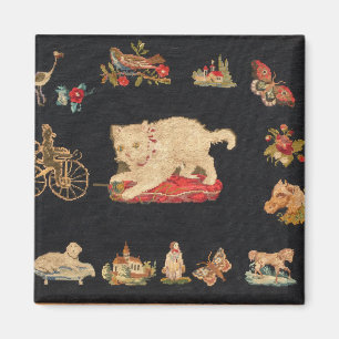 Imán Needlepoint Kitty Cat Magnet