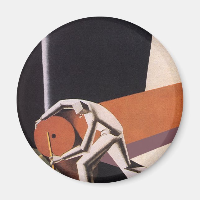 Imán Negocio vintage, tejidos y textiles art déco (Frente)