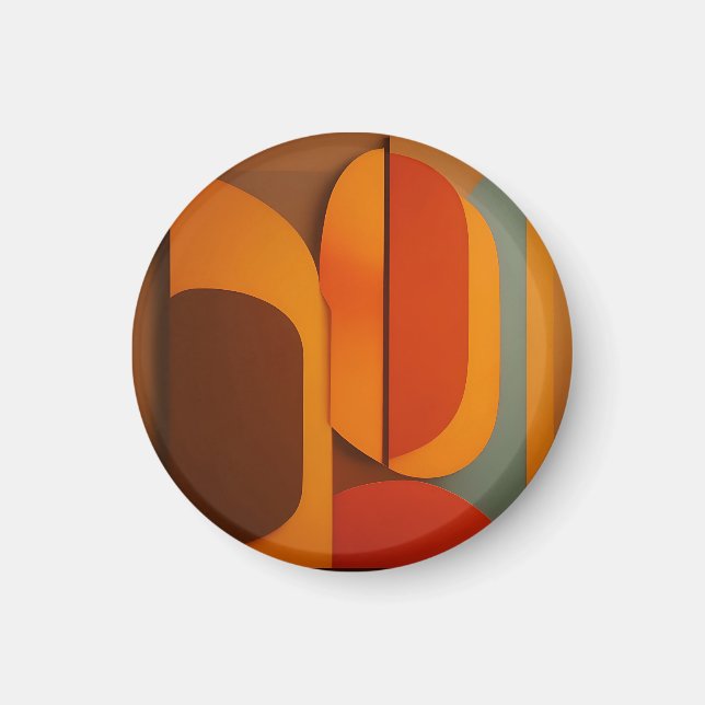 Imán Negrita Abstracto Retro Naranja Mediados de Siglo  (Frente)