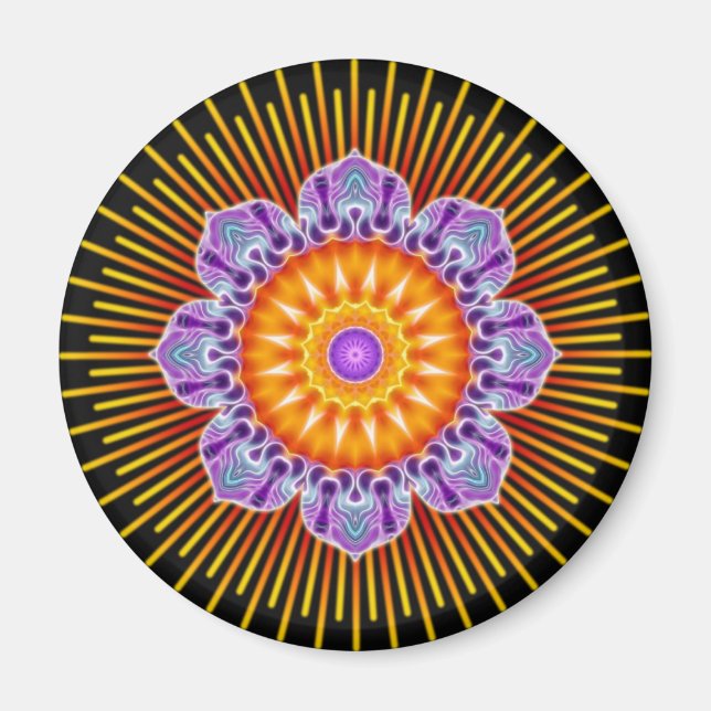Imán Negro amarillo Mandala (Frente)