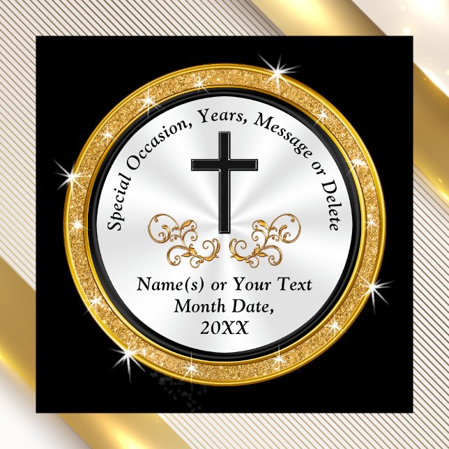 Imán Negro barato, blanco, oro, favores del partido de  (Cheap gifts for church members. Personalized church gifts. Church anniversary party favors. Black.)