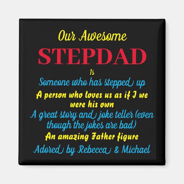 Imán negro cita el Día del Padre de Stepdad asombr (Frente)