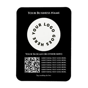 Imán Negro con código QR añada tu propio texto y logoti