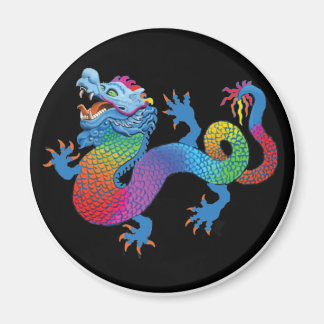 Imán negro con dragón colorido