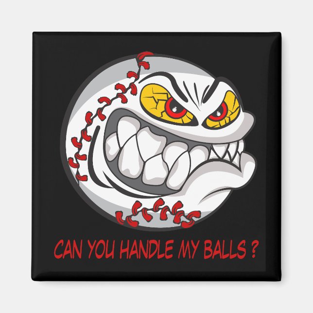 Imán Negro de béisbol enfadado (Frente)