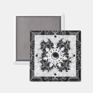 Imán Negro de encaje cerámico y copo de nieve