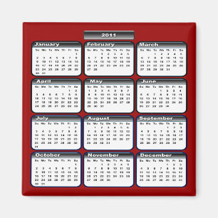 Imán negro del calendario 2011