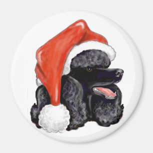 Imán negro del caniche del navidad