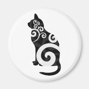 Imán Negro del gato de Swirly